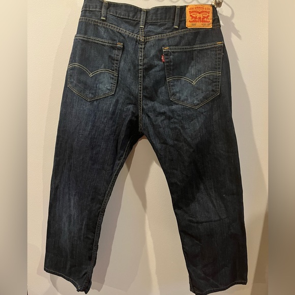 Levi’s Men’s 505 Regular Fit Dark Blue Jeans 38x32 - Picture 2 of 5